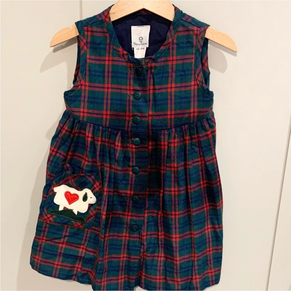 NWT VTG Florence Eiseman 100% Cotton Plaid Buttoned Down Dress with Lamb Pocket